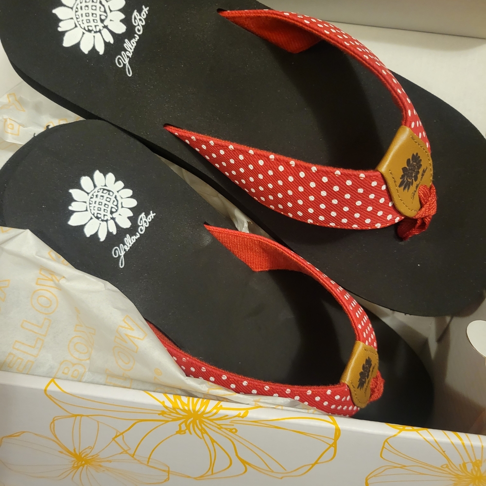 Yellow Box Red Polka Dot Sandals